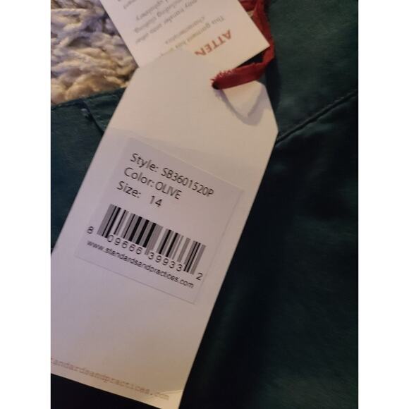 Standards And Practices Women's NWT Olive Green Maxi Skirt Size 14 Buttons - Picture 3 of 7